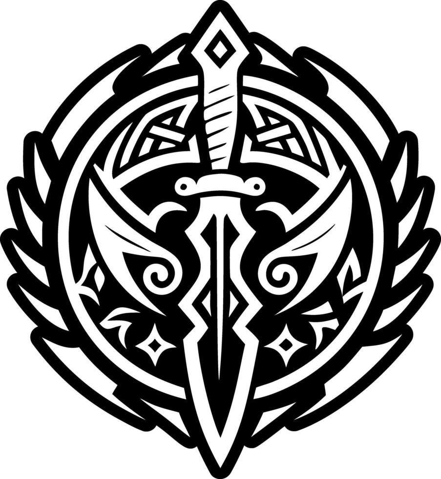 A solid style icon of ancient sword symbol vector