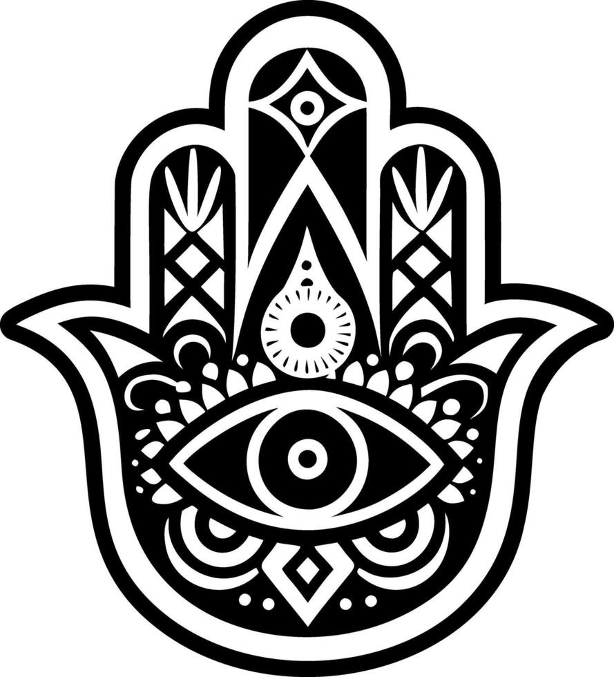 Solid icon showing hamsa hand symbol vector