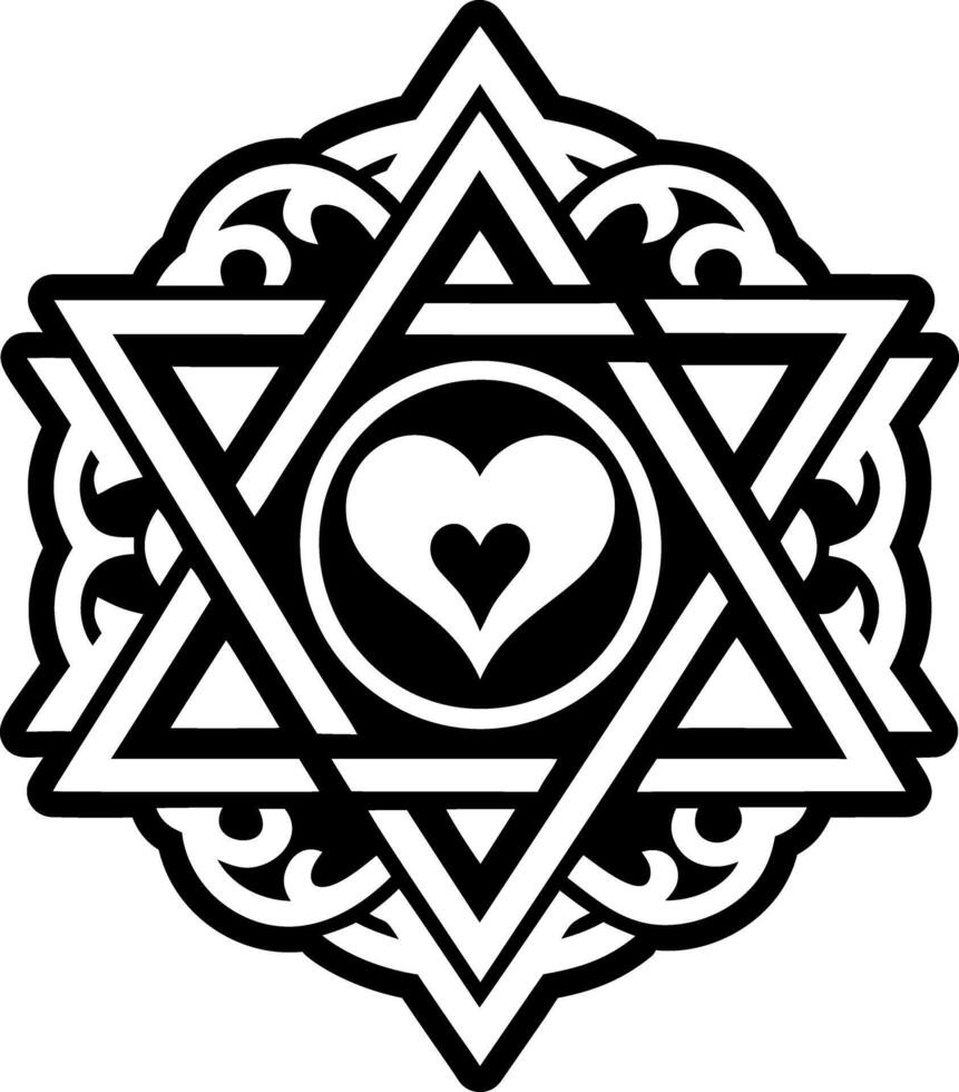Solid style icon depicting hebrew tattoo vector