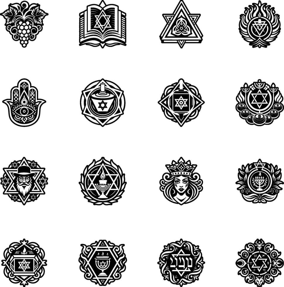 The set of jewish symbols vector