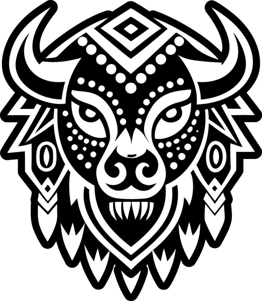 A glyph style icon of bison tattoo vector