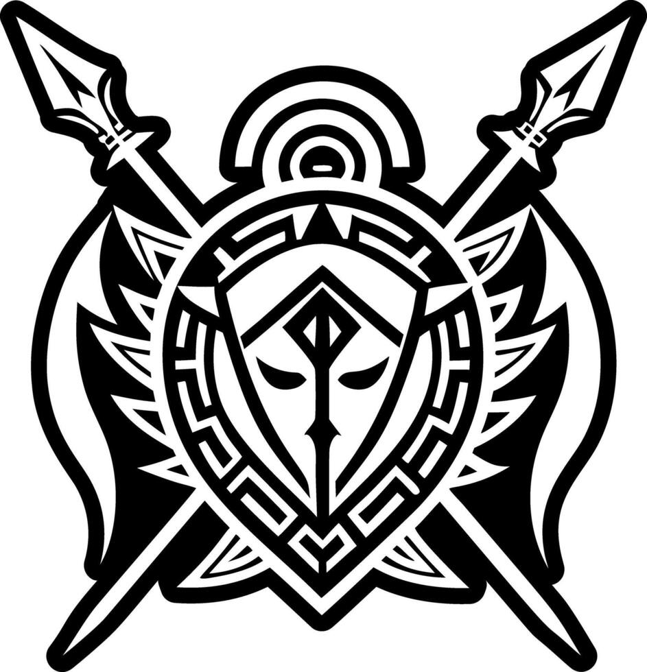 A glyph style icon of spear shield tattoo vector
