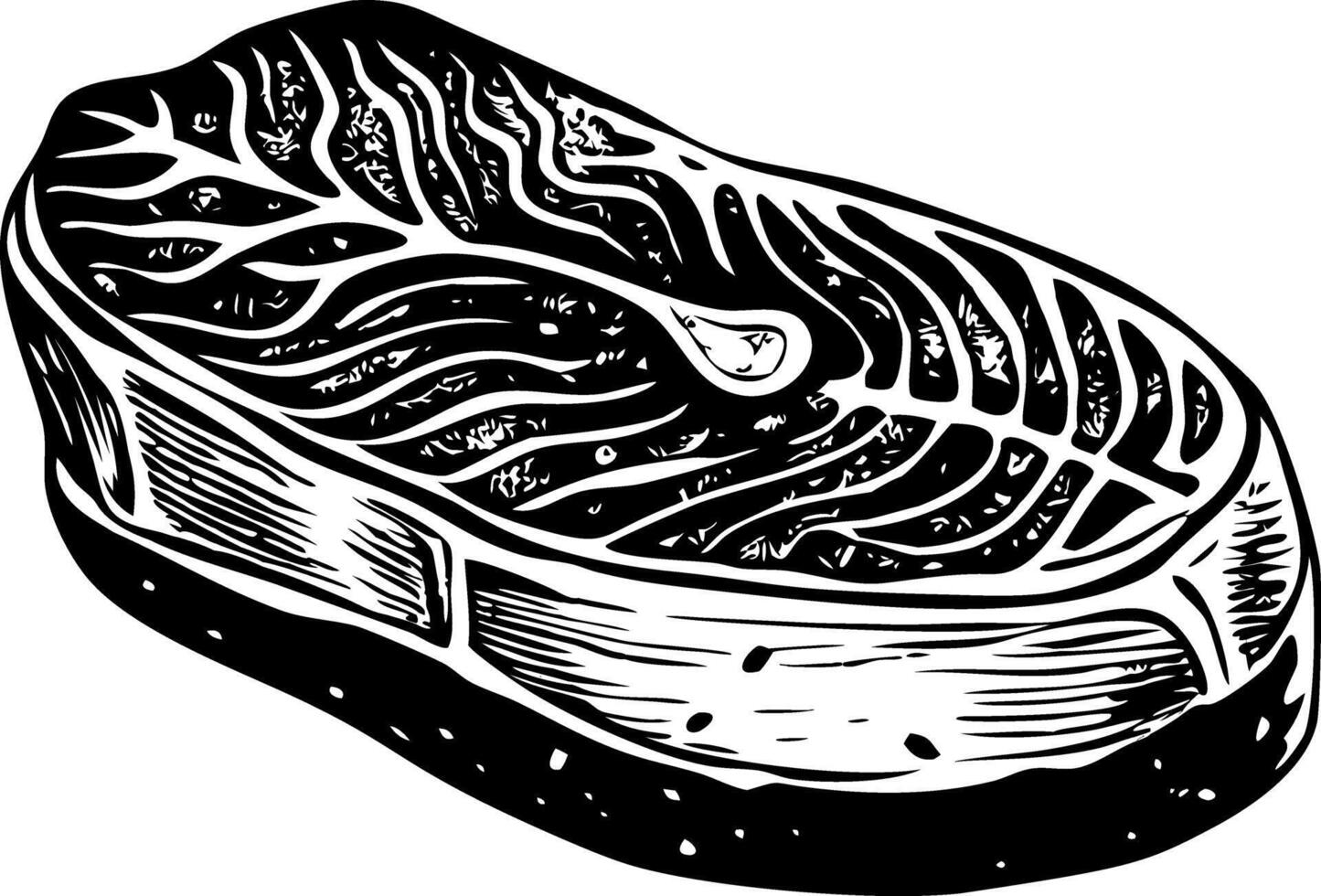 A sketchy style illustration of salmon steak vector