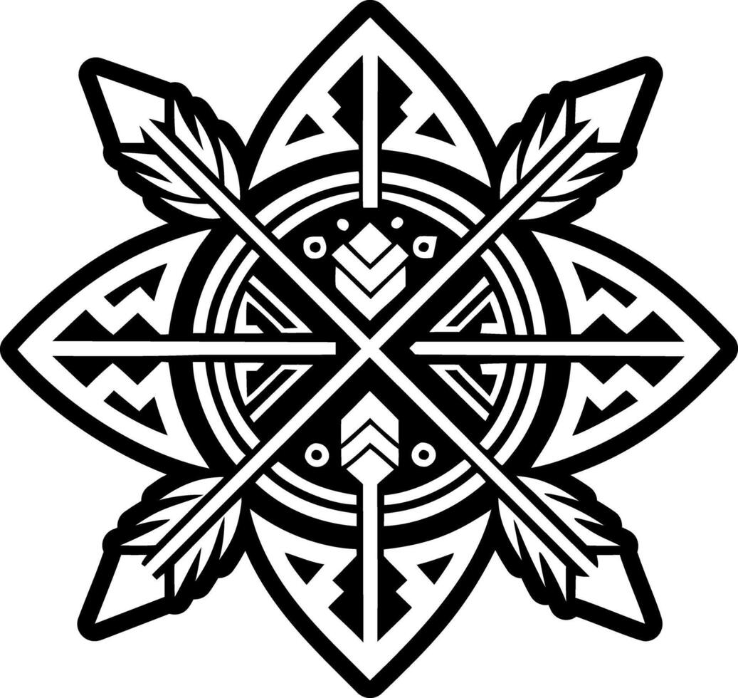 A filled style icon of crossed arrows tattoo vector