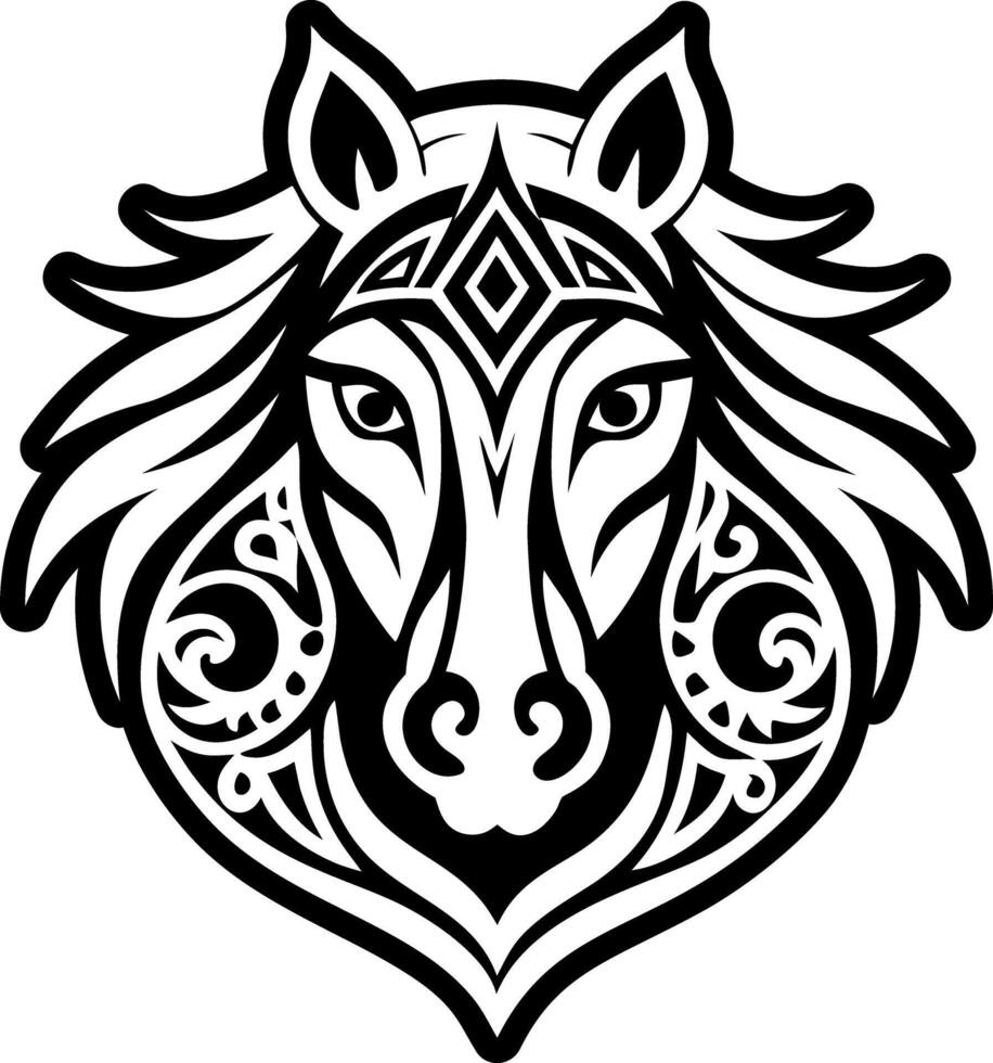 A horse head with tribal design vector