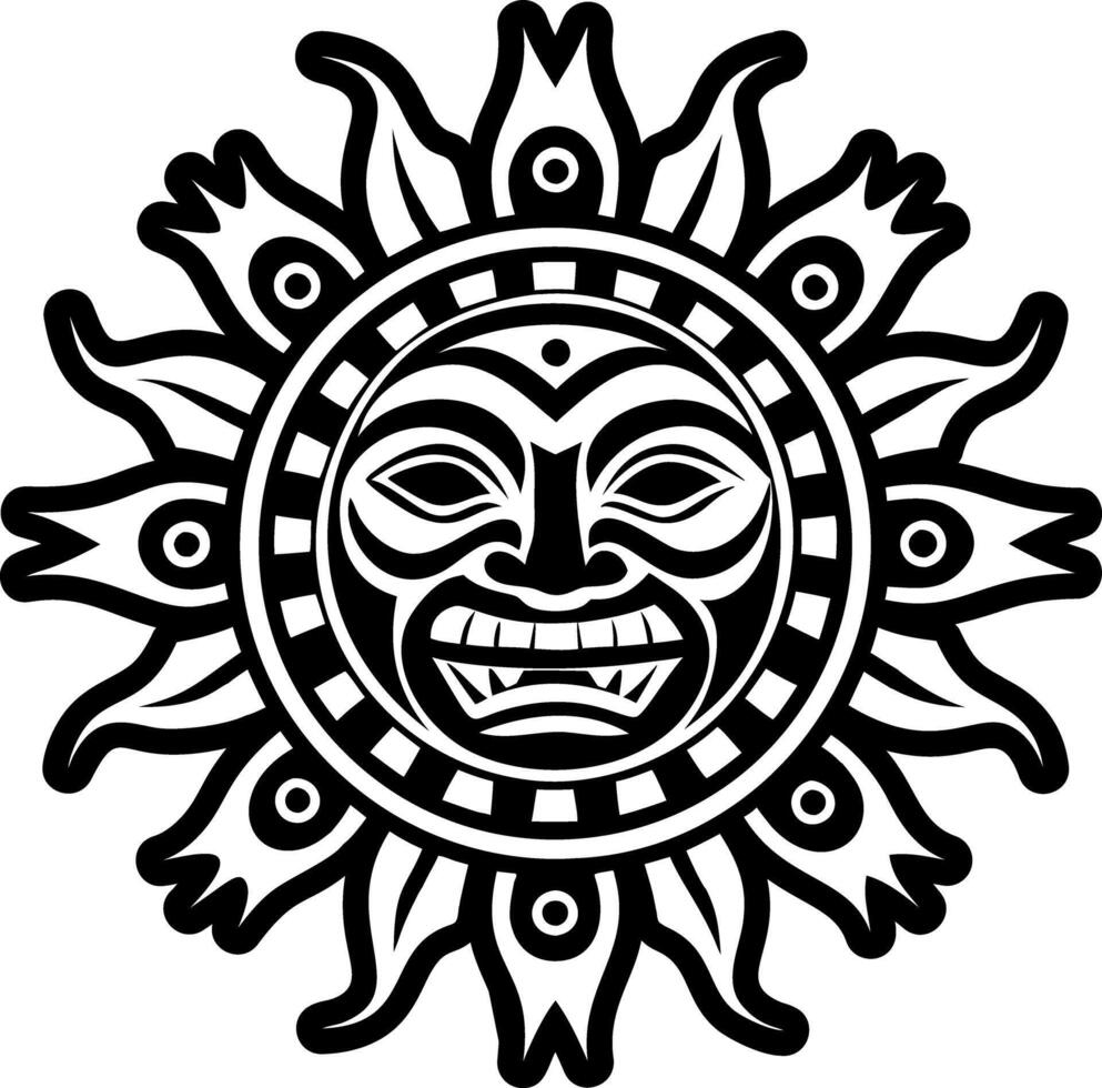 A sun with a face and a tribal design vector