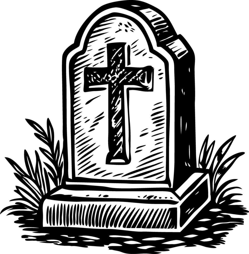 A vintage style illustration showing gravestone vector