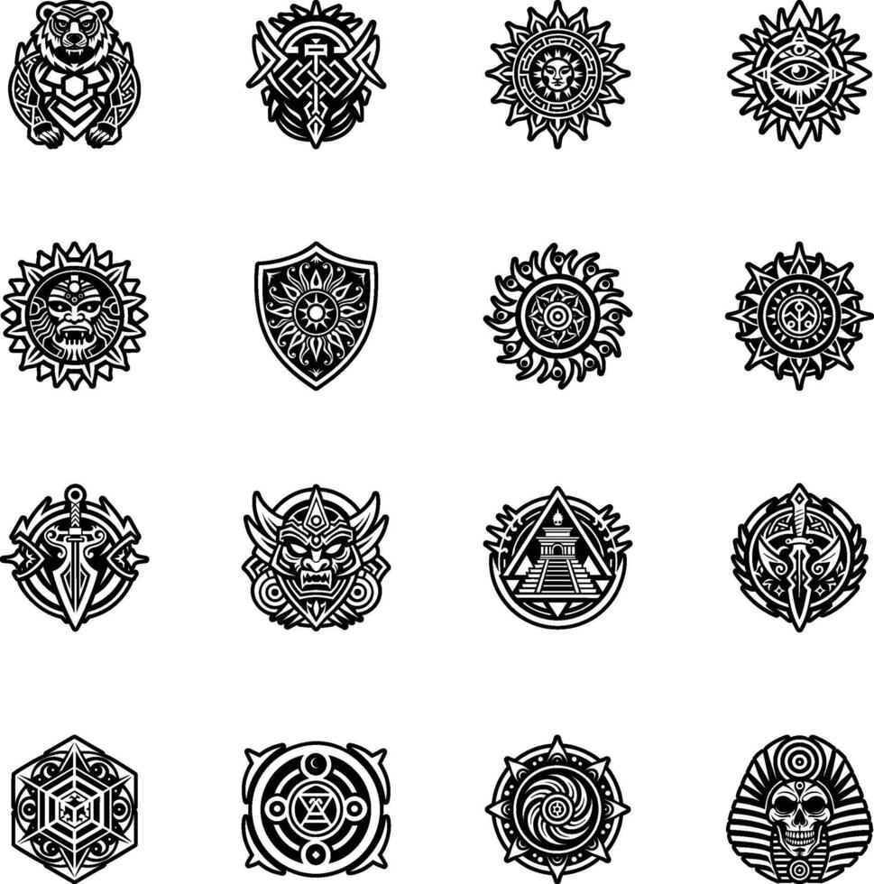A filled style icon of ancient calendar tattoo vector