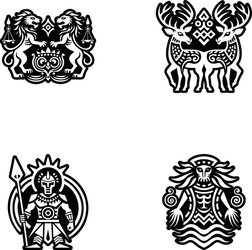 Four different tribal symbols vector