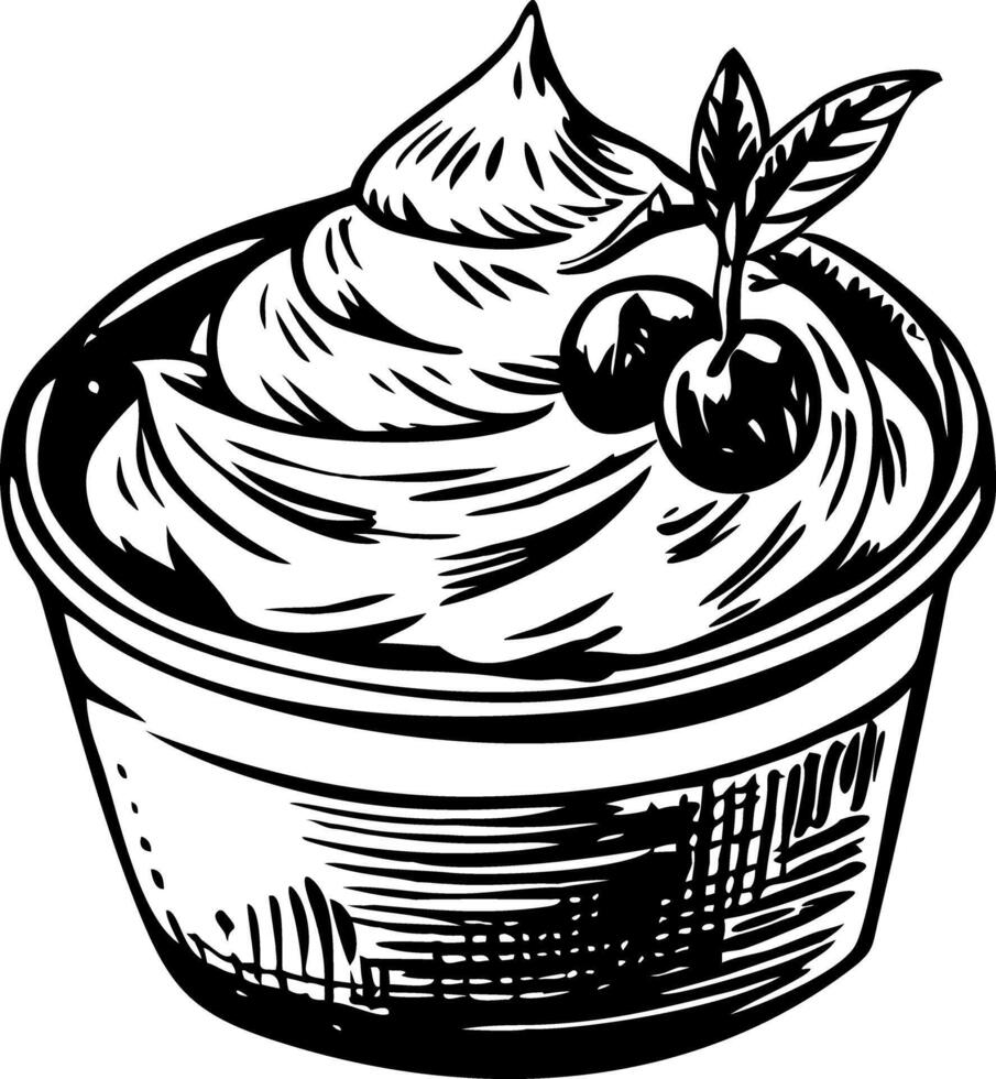 A sketchy style illustration of yougurt vector