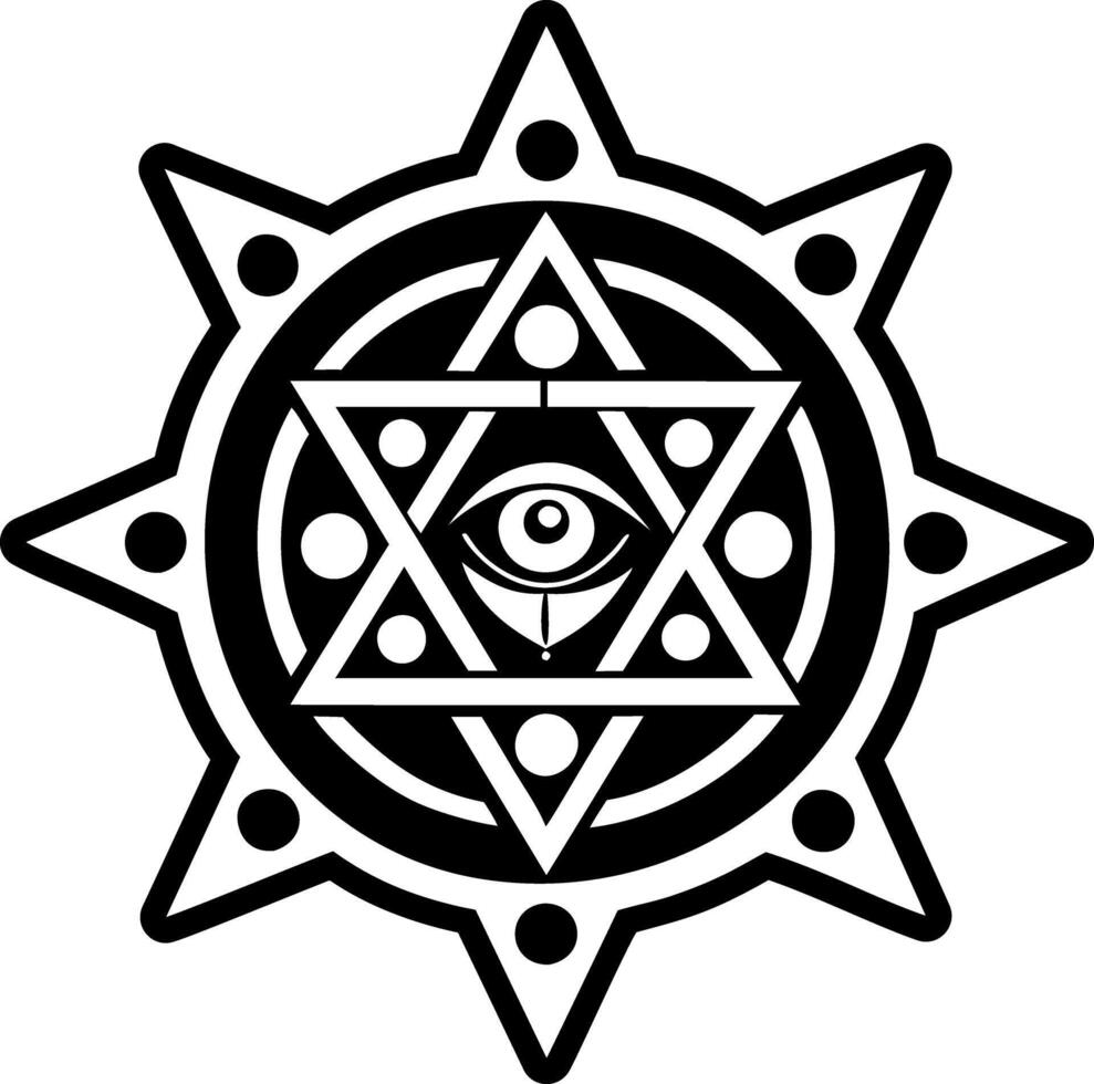 A solid icon depicting kabbalistic star with sacred geometry vector