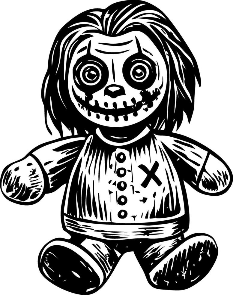 Vintage style illustration showing haunted doll vector