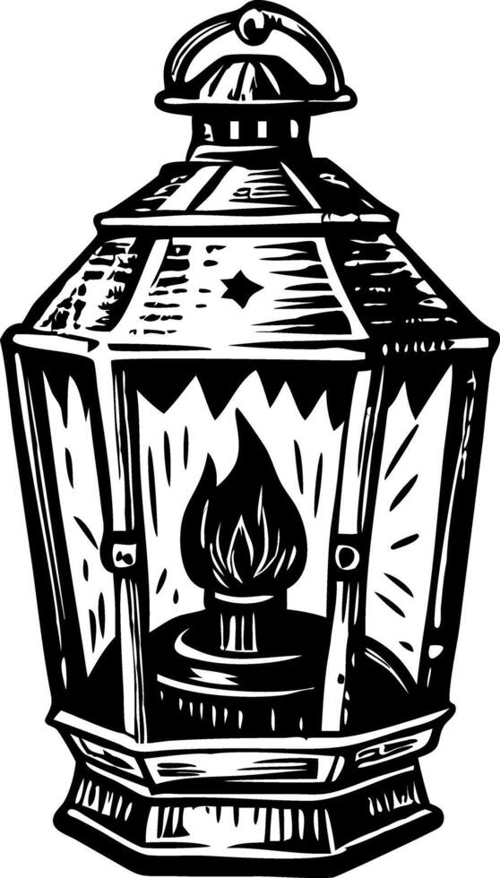 Gothic lantern illustration in vintage style vector
