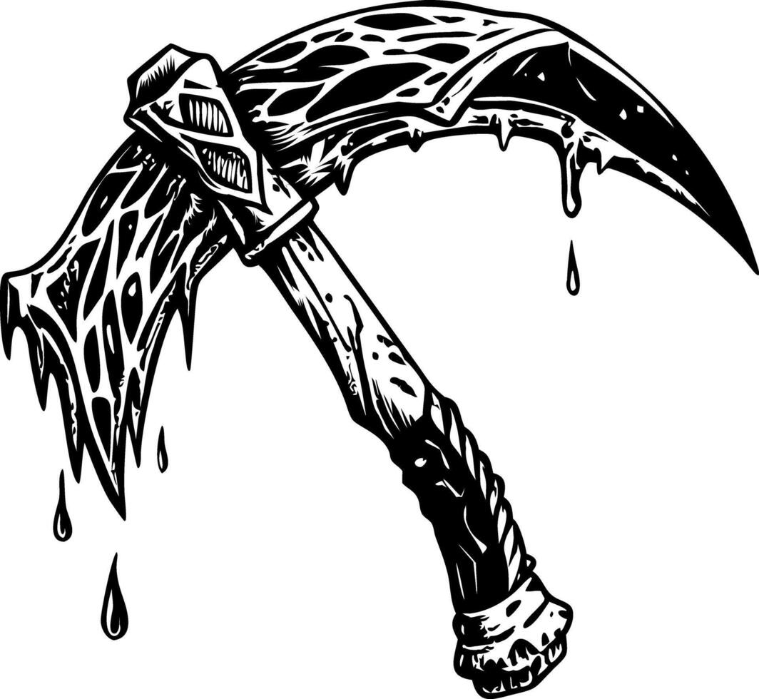 Bloody scythe illustration in vintage style vector