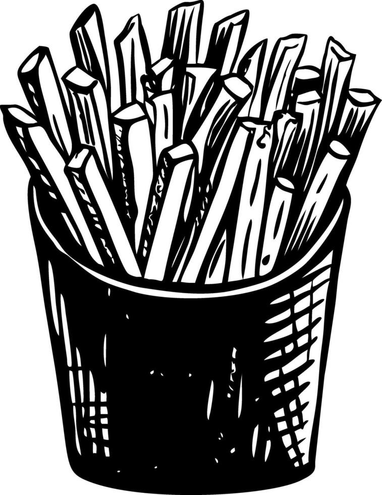 A sketchy style illustration of french fries vector