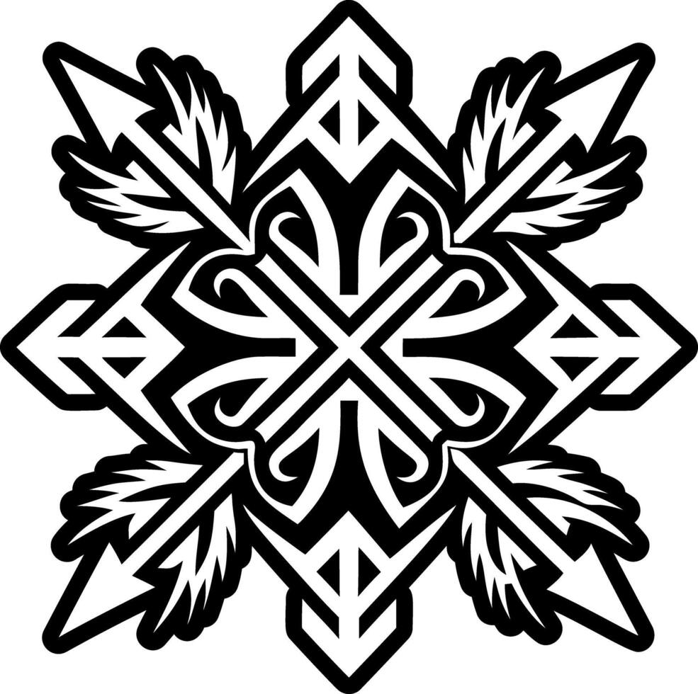 A glyph style icon of native arrows tattoo vector