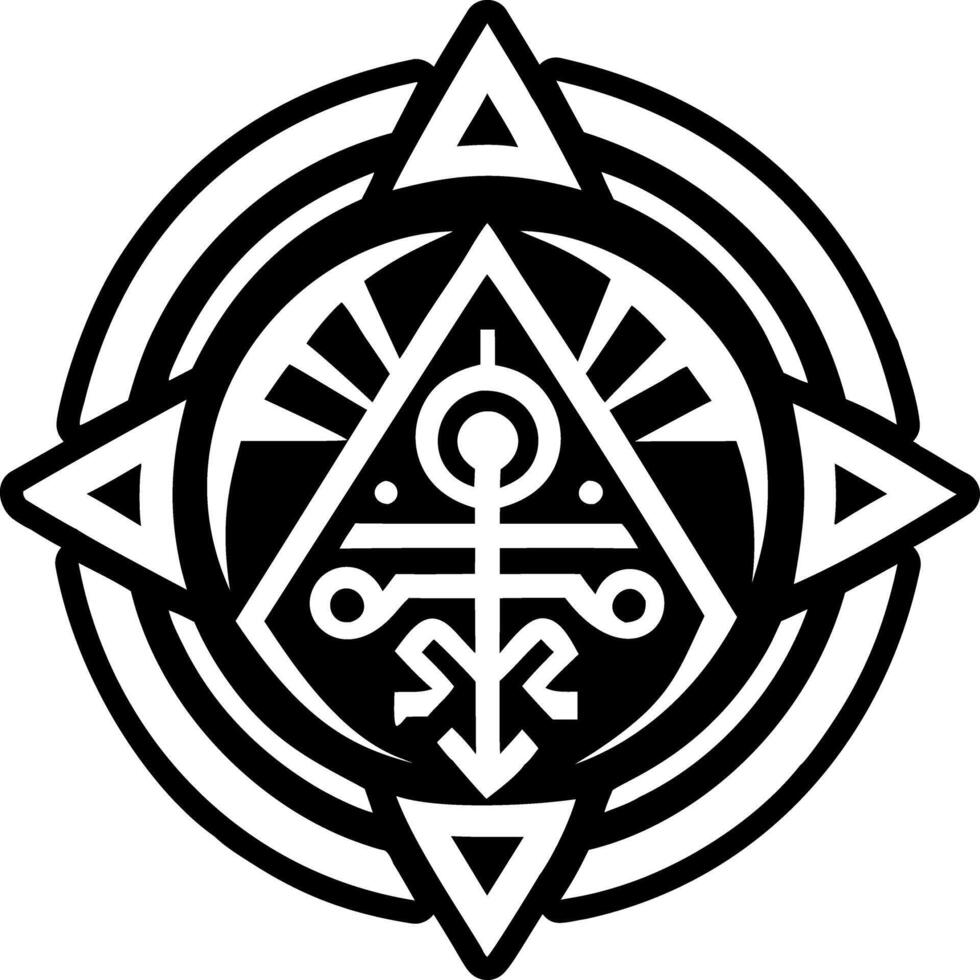 The symbol for the occult is shown in black and white vector