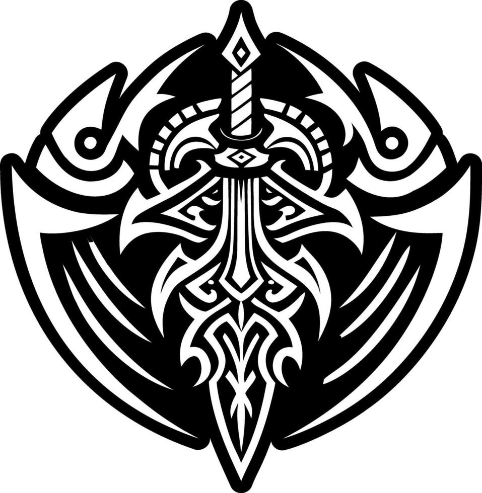 A filled style icon of sword tattoo vector