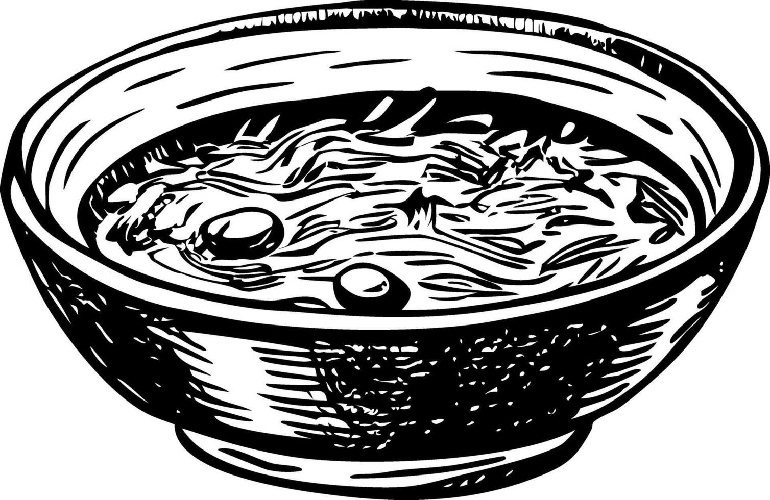 A sketchy style illustration of soup bowl vector