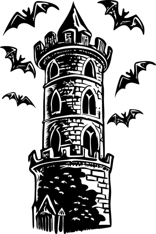 Gothic tower illustration in vintage style vector