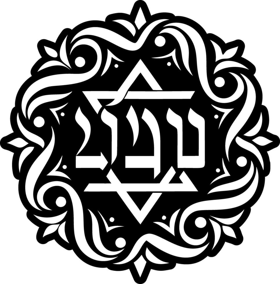 Solid icon showing hebrew letters in glyph style vector