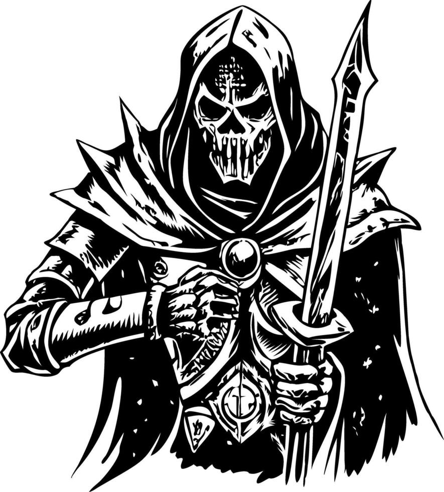 Vintage style illustration showing death knight vector