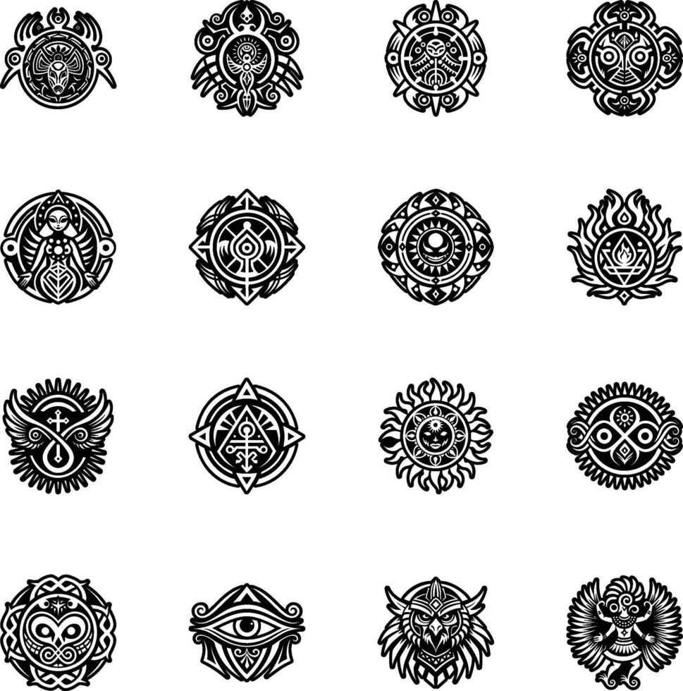 Set of tribal symbols vector