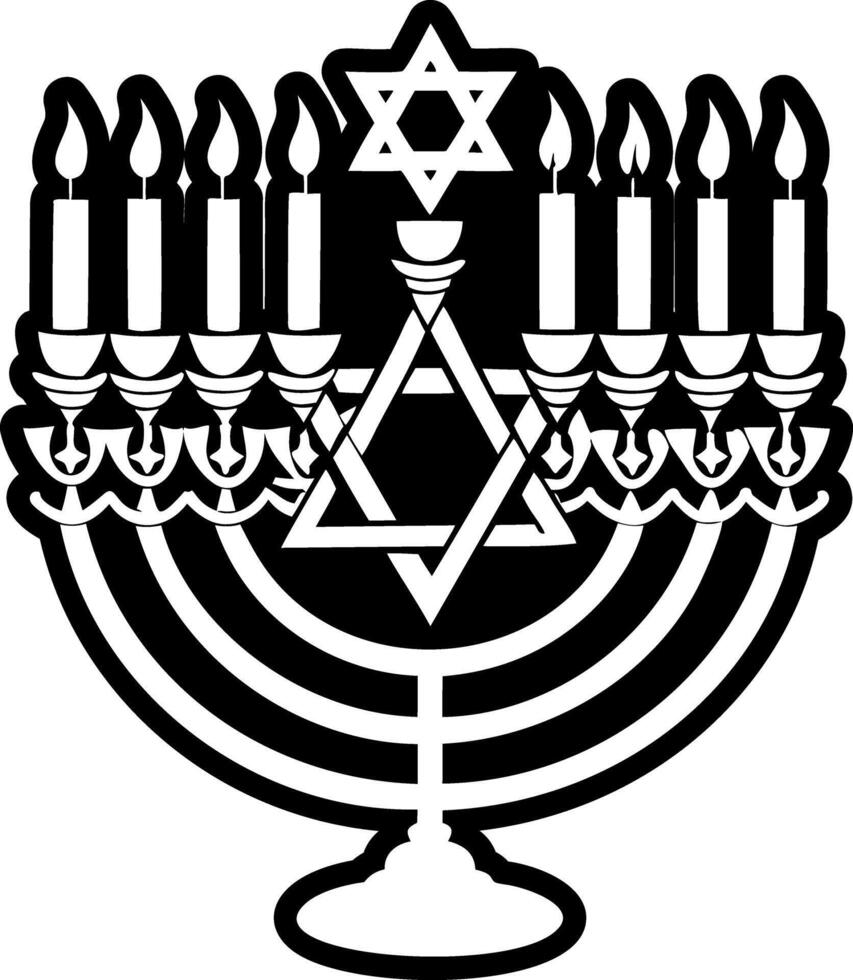 Solid icon showing menorah candles vector
