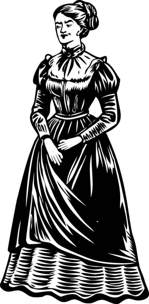 Vintage gown illustration in vintage style vector