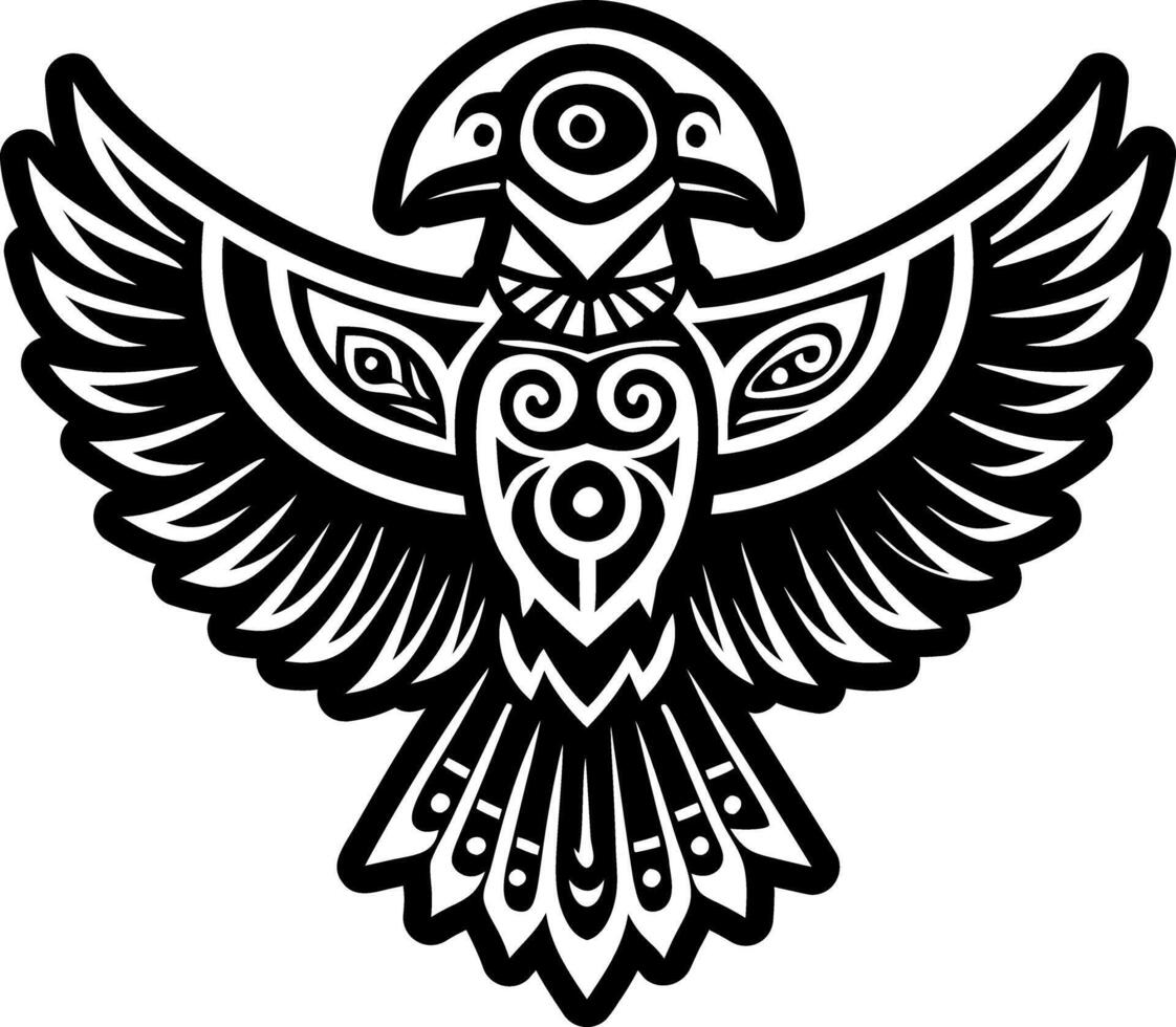 A tribal bird with a tribal design on it vector