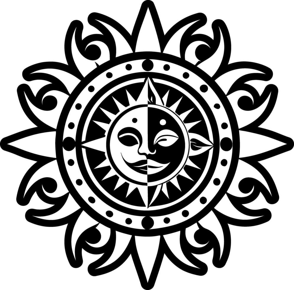 Sun and moon tribal tattoo design vector