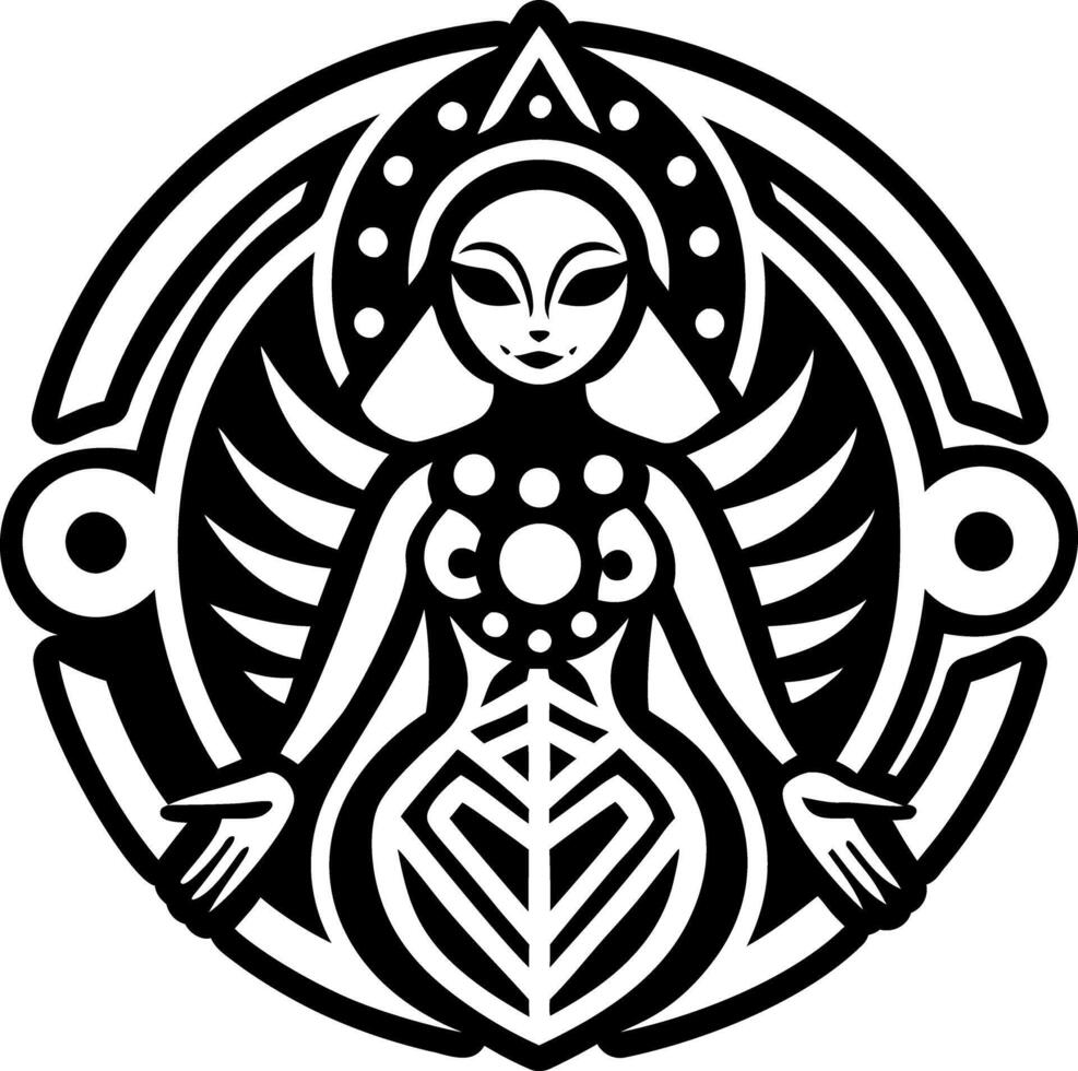 A black and white image of a woman with wings vector