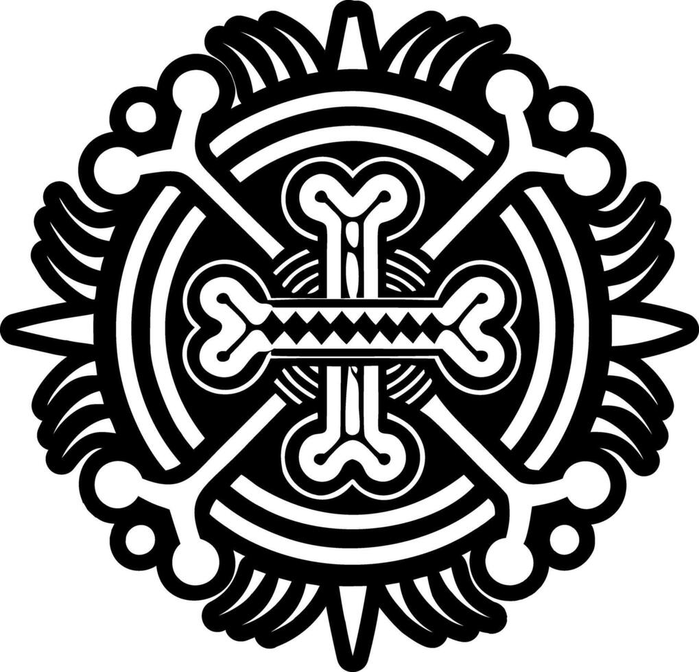 A filled style icon of bone cross tattoo vector