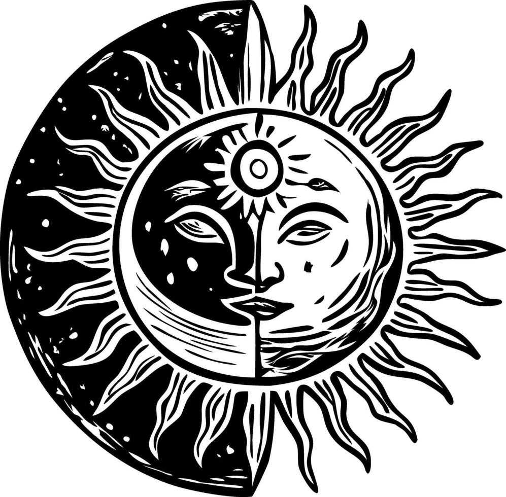 A vintage style illustration of duality vector