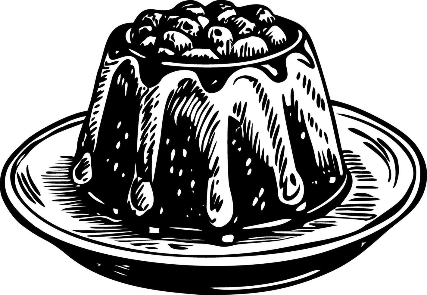 A hand drawn illustration of pudding vector