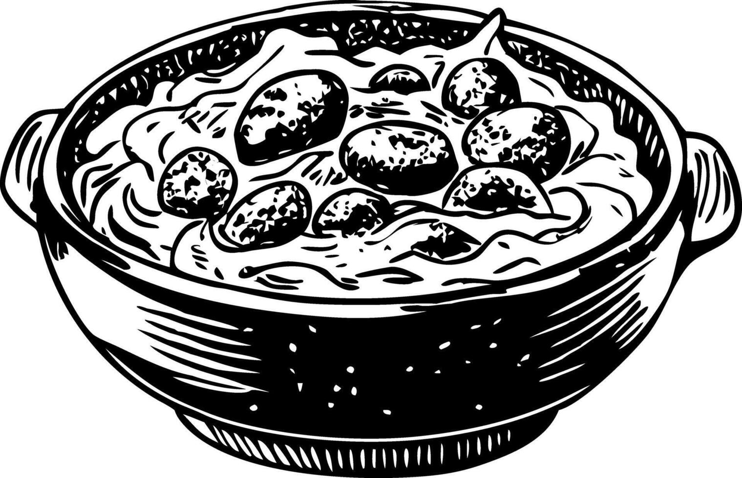 A vintage style illustration of curry bowl vector