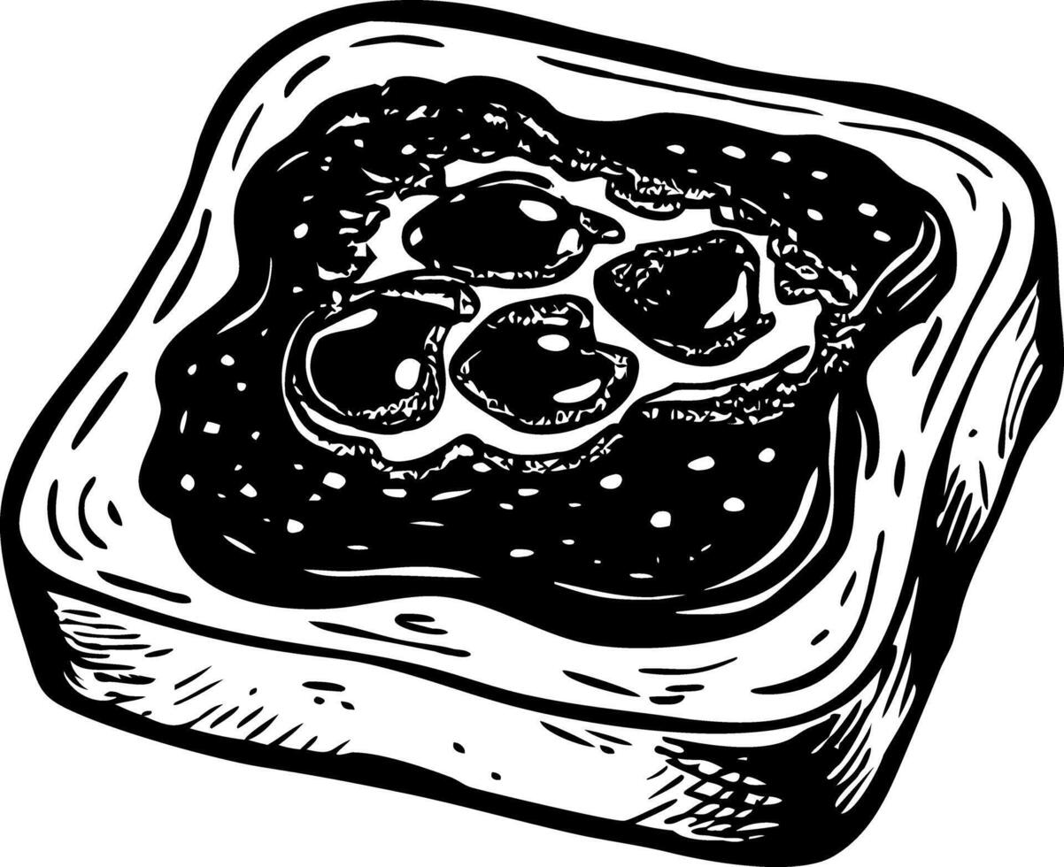 A hand drawn illustration of jam toast vector