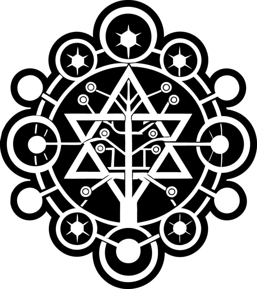 Glyph style icon showing sefirot tree of life vector