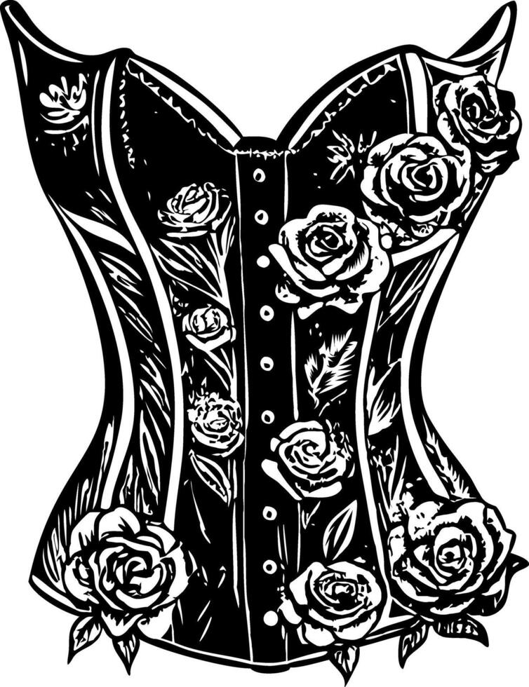 A sketchy style illustration of corset in vintage style vector