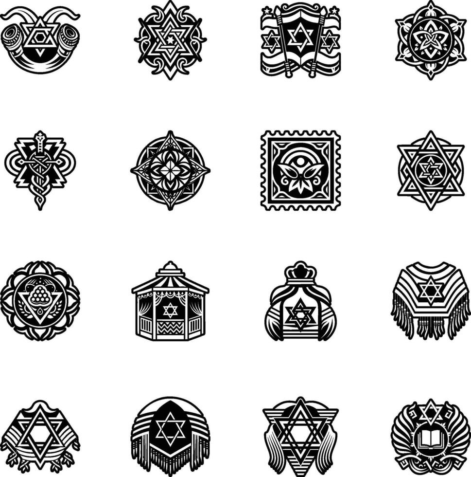 The set of symbols for the religion of israel vector