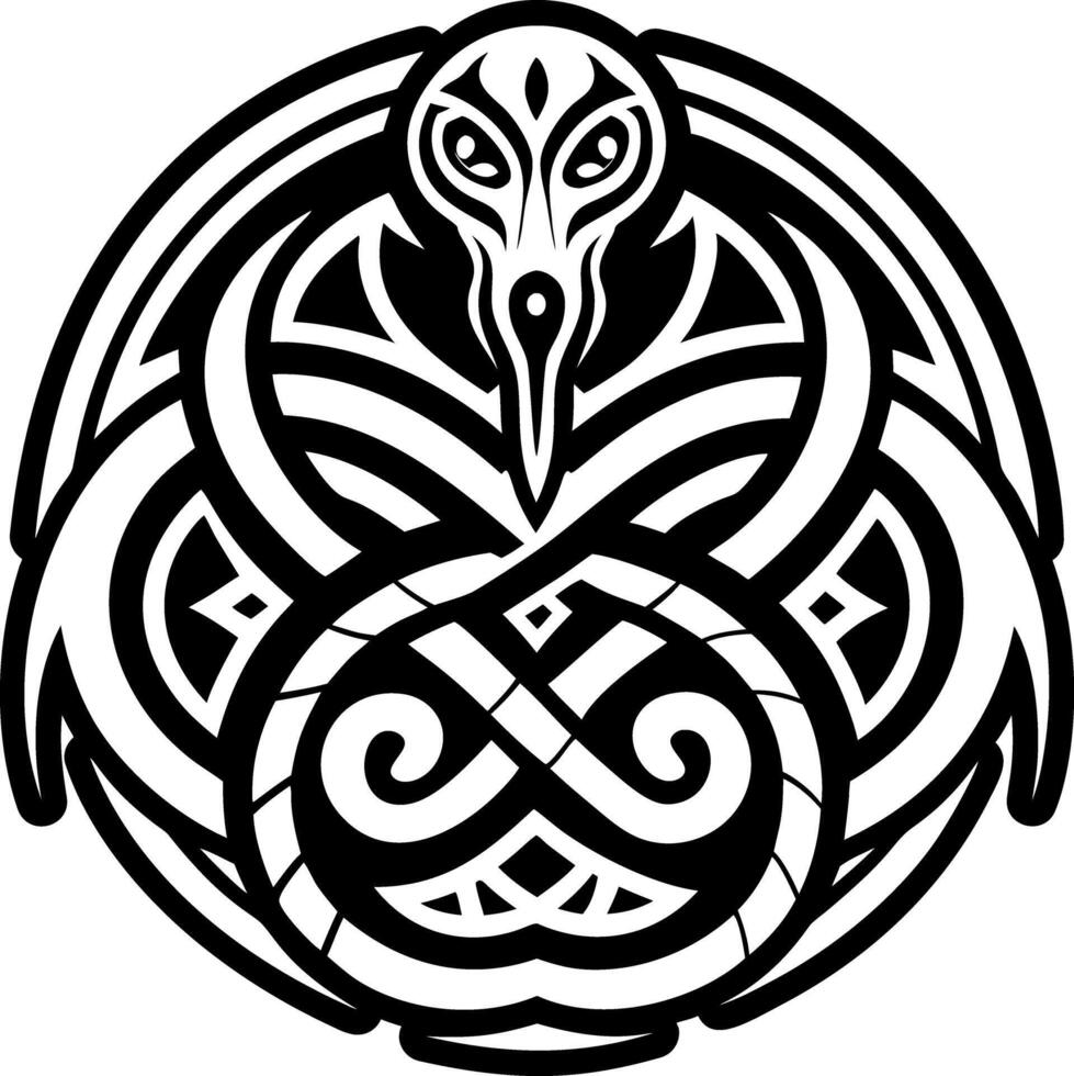 A celtic style design with a bird in the center vector
