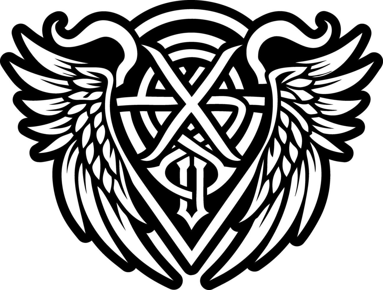 A glyph style icon showing angel wings spread vector