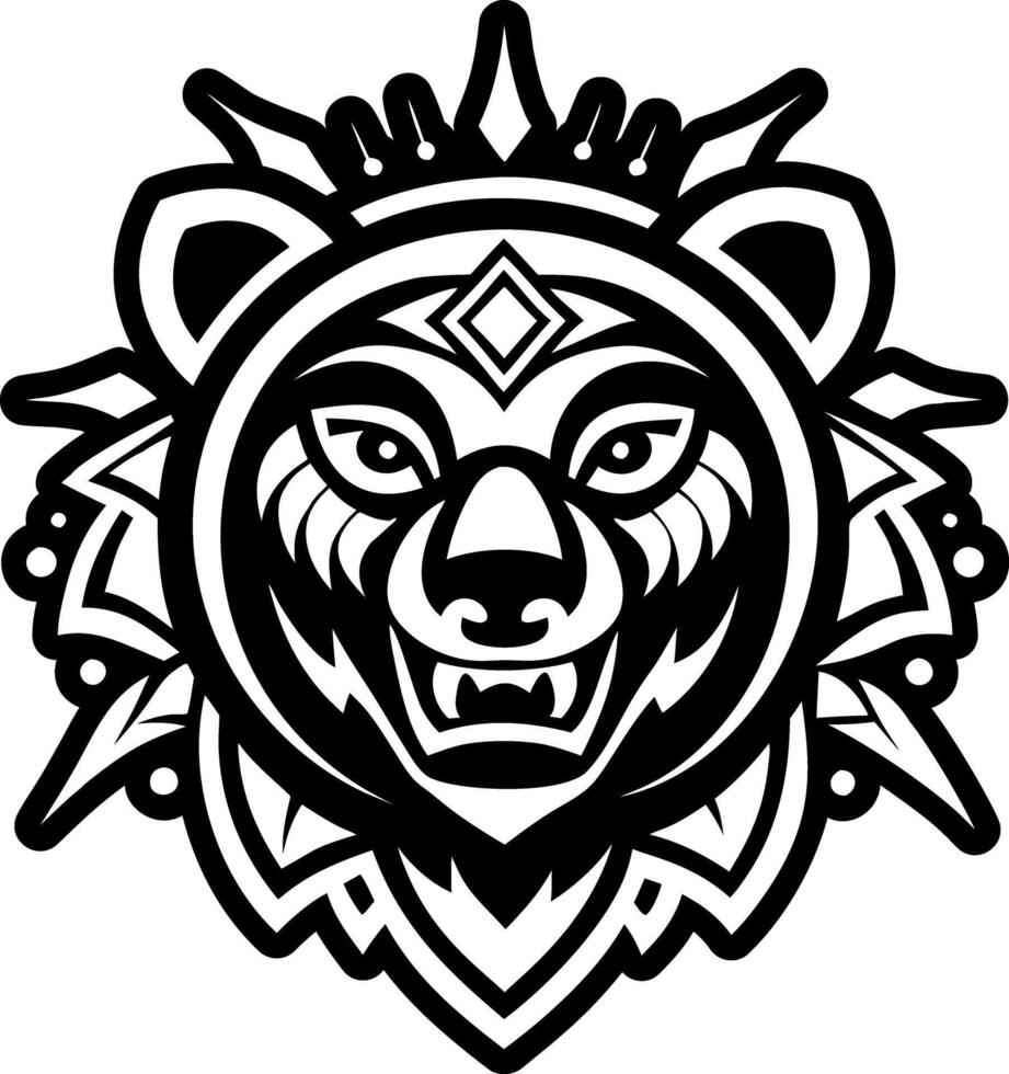 A tribal bear head with tribal designs vector