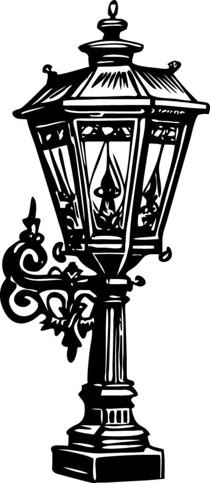A sketchy style illustration showing streetlamp vector
