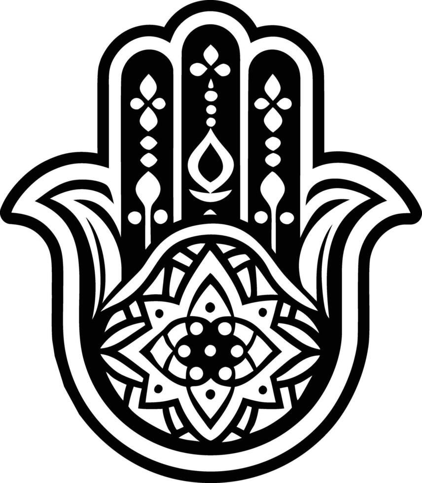 A filled style icon showing hamsa hand charm vector