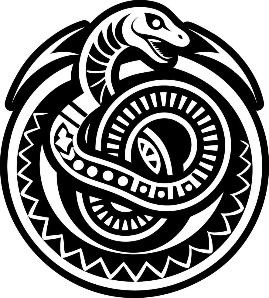 A black and white snake in a circle vector