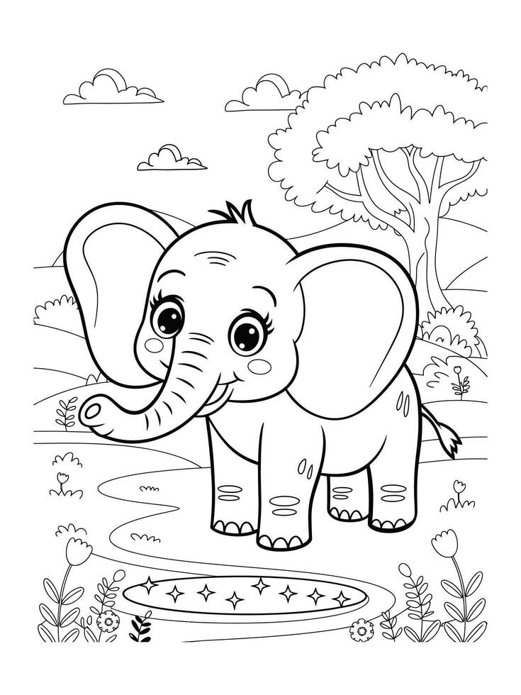 Little Elephants Jungle Stroll vector