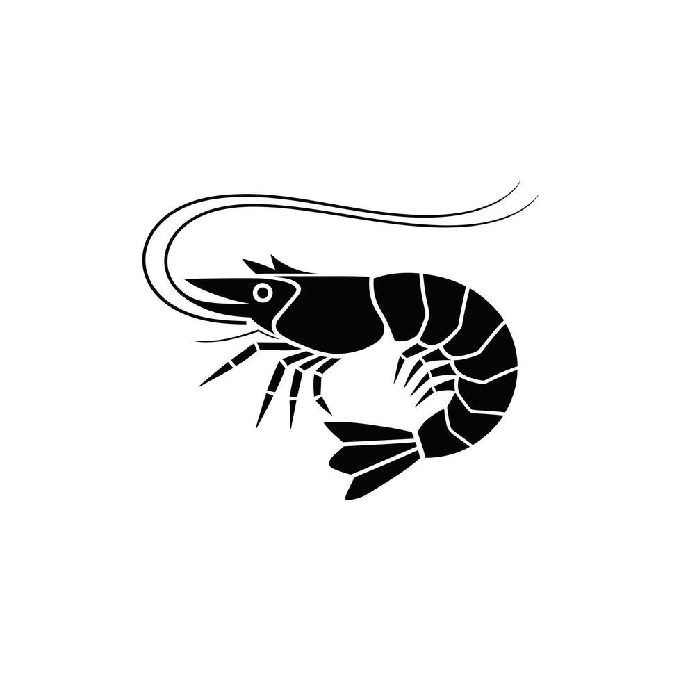 Prawn Black Color Silhouette Illustration Design vector