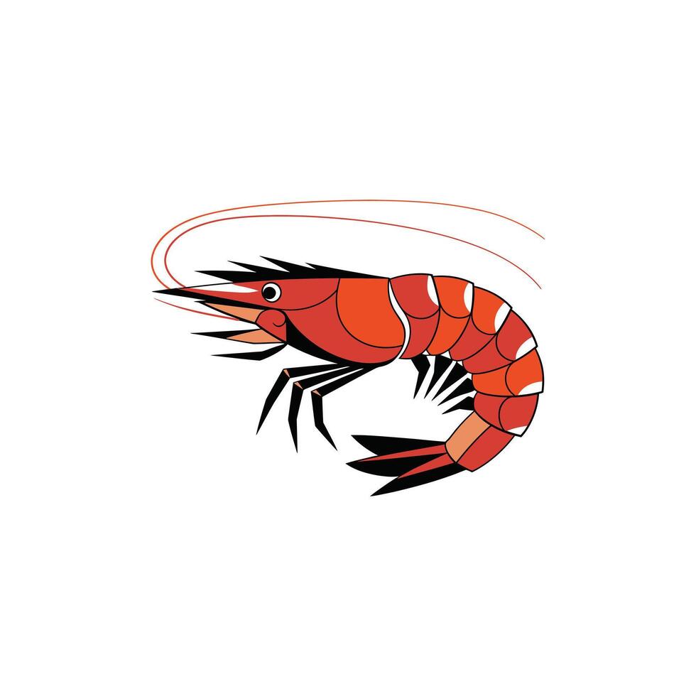 Black Red Color Shrimp Silhouette Design vector