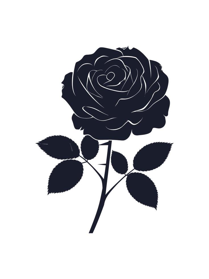 Black Rose Custom Silhouette Design vector